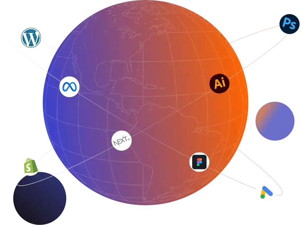 TechBlare digital growth illustration showing marketing, web development and automation services